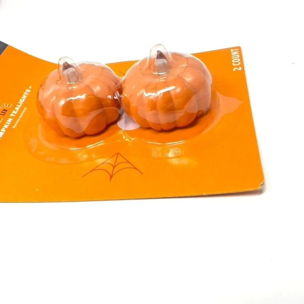 Target 2pk Warm LED Pumpkin Shaped Halloween Tea Lights Hyde and EEK! Boutique™